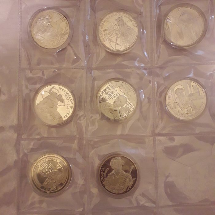 Monety kolekcjonerskie srebrne polskie od 1995 do 2003 r. (komplet)
