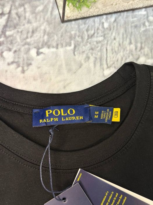 Футболка Поло чорна/Чоловіча футболка Ralph Lauren/