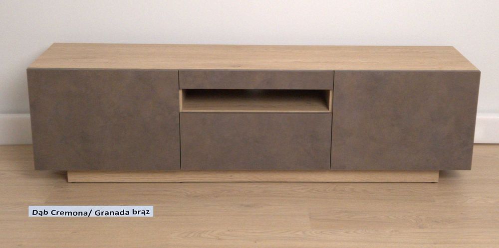 Szafka RTV komoda AURA 150 cm dąb Cremona / Granada brąz stojąca
