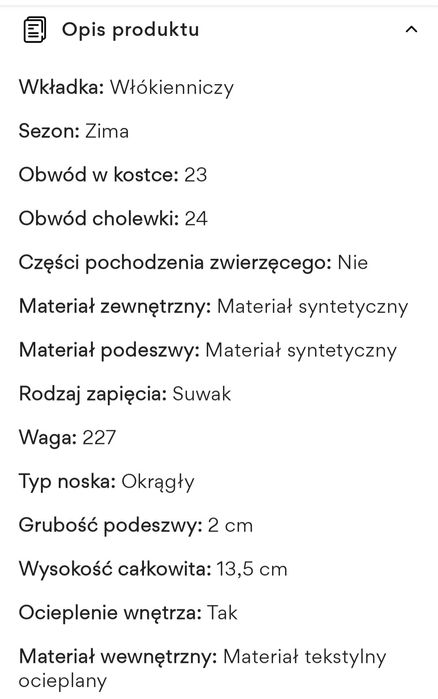 Botki zimowe 28 dziewczynka