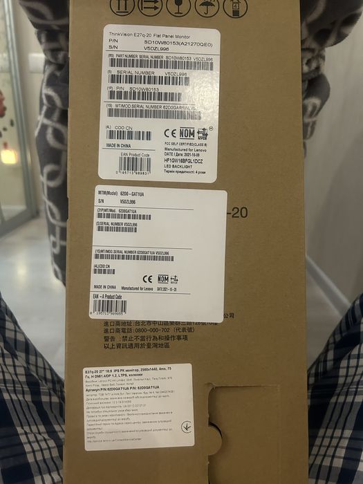 Монітор Lenovo ThinkVision E27q-20 2k 2560x1440 27 дюймів