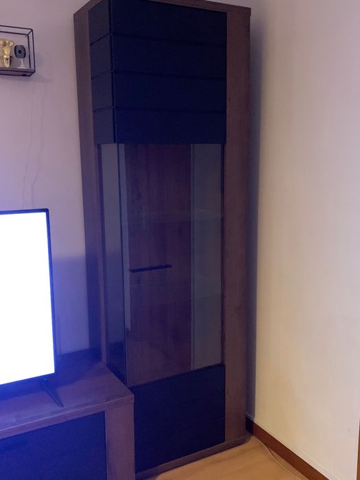 Conjunto sala estar lacjum (móvel tv + cristaleira + mesa centro)