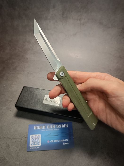 Складной нож с тактическим дизайном цвет олива. 52W.D2