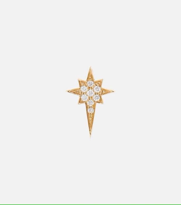 North Star Mały pojedynczy kolczyk z 14-karatowego złota z diamentami
