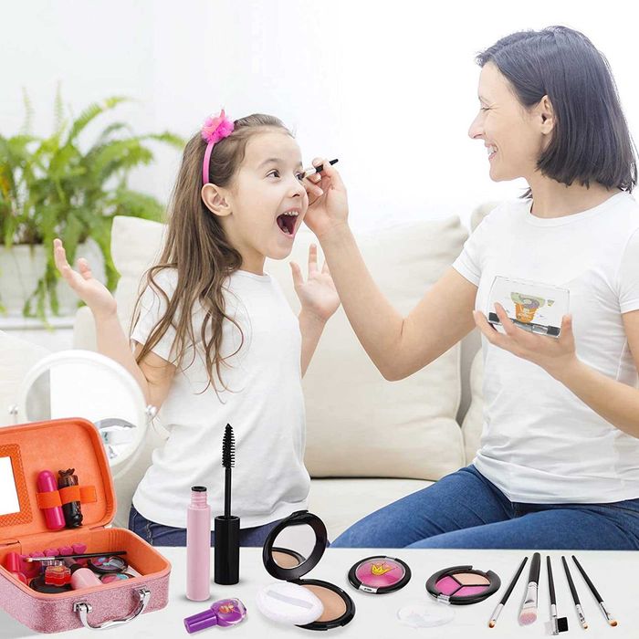 Maquiagem para meninas, 27 peças de brinquedo de maquilhagem lavável