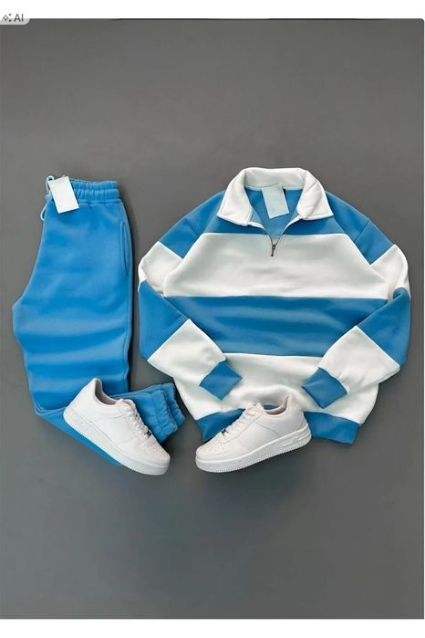 Miękki dres komplet z półgolfem w paski sportowy xl 5ia