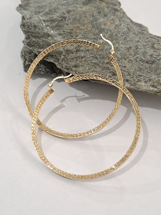 Piękne Złote kolczyki Kółka 585 Nowe 6 cm