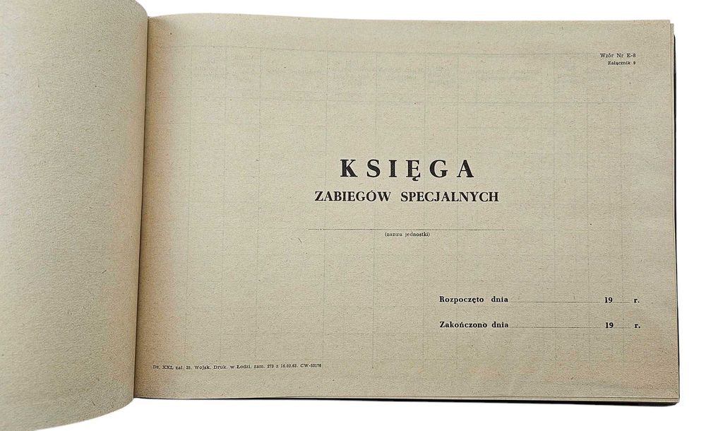 Wojskowy Druk - Księga Zabiegów Specjalnych