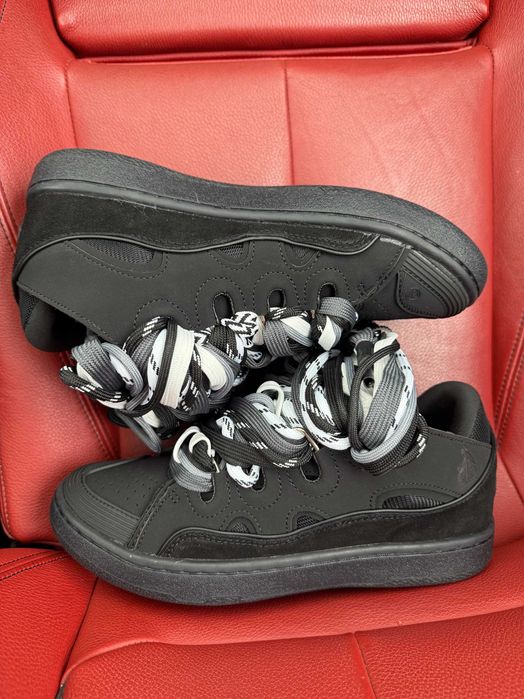 (БЕЗ ПЕРЕДОПЛАТИ)Lanvin Curb Sneaker Black Grey ланвін керб чорно сірі
