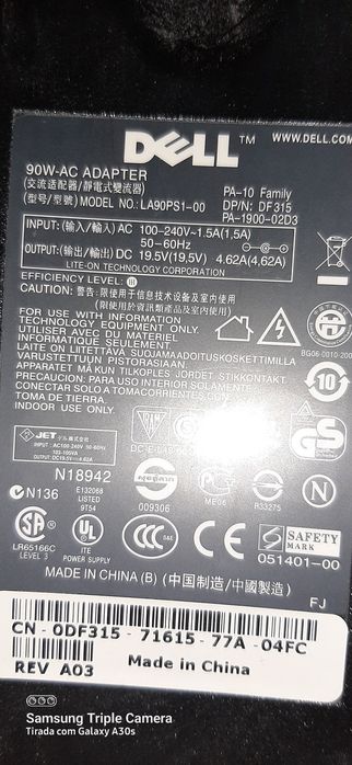 Carregador para portátil Dell original