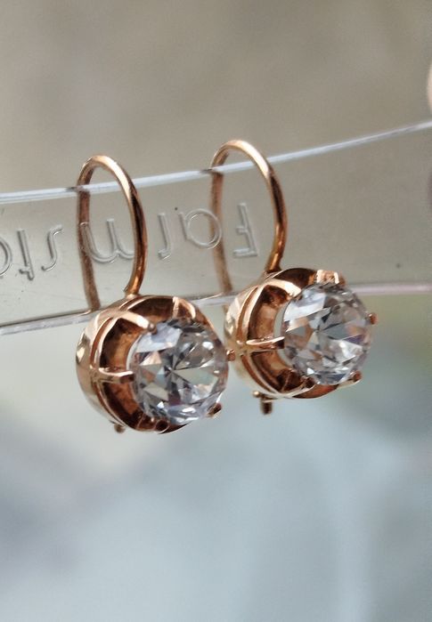 Золотые серьги с Горным Хрусталём СССР Золоті радянські сережки