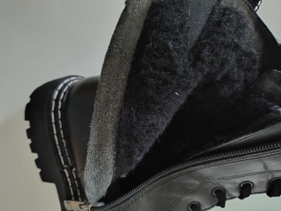 Trapery zimowe MARCO TOZZI Czarne trzewiki skórzane Nowe