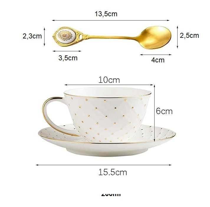 Conjunto de 2 Chávenas de Porcelana e 2 Colheres