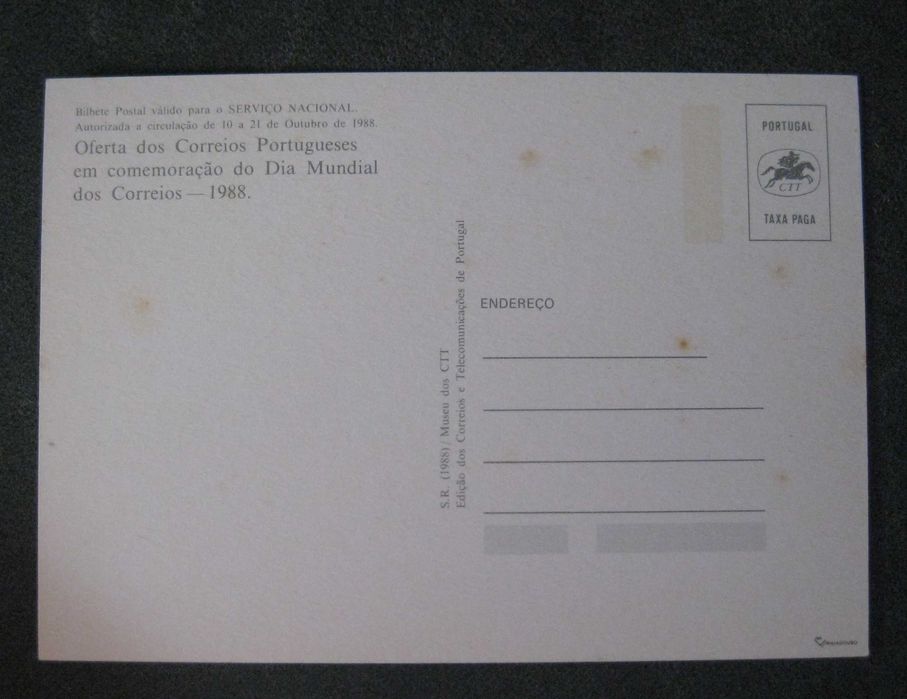 Inteiro Postal Dia Mundial dos Correios 1988