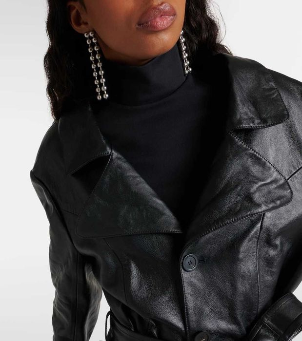 Jednorzędowy skórzany płaszcz