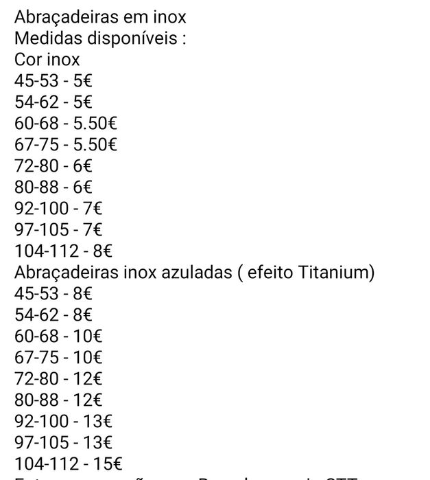 Abraçadeiras em inox