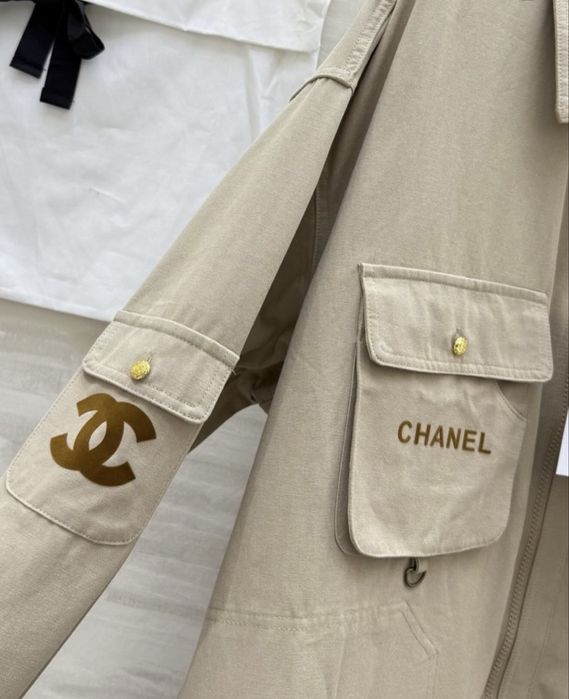 Kurtka parka chanel sportowa khaki beż