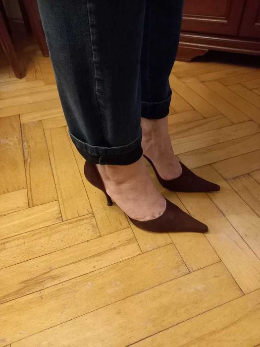 Szpilki Ryłko ciemnobrązowe, buty damskie rozm. 40