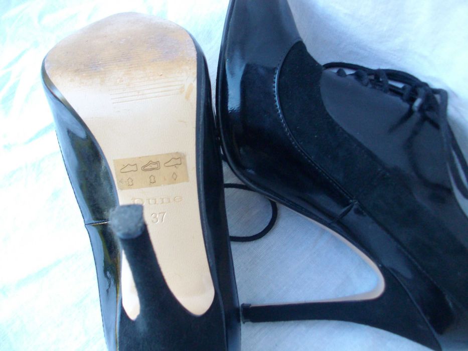 Dune Original skórzane botki szpilki sznurówki lakierki zamsz 37