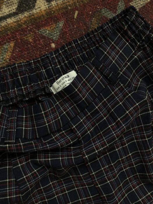 Granatowe spodnie w krate punk vintage retro alternative S proste