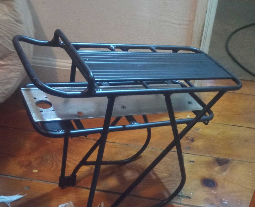 Bagageiro duplo em alumínio para bicicleta com rack para bateria