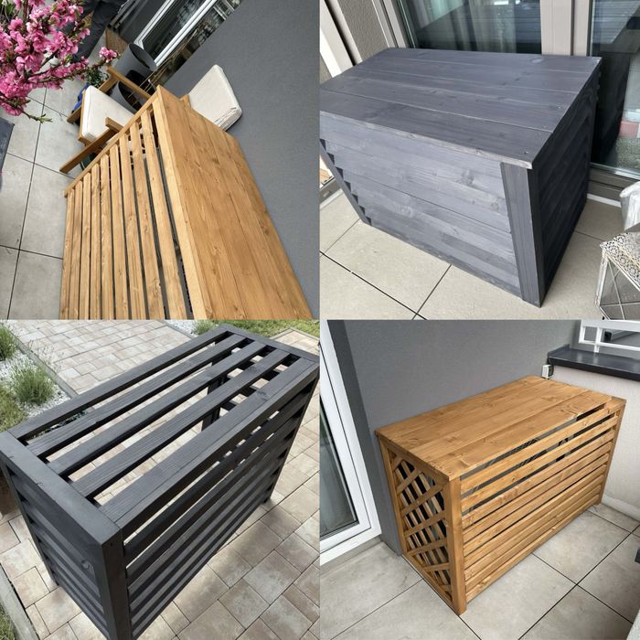 Obudowy na klimatyzator pompu ciepla z drewna