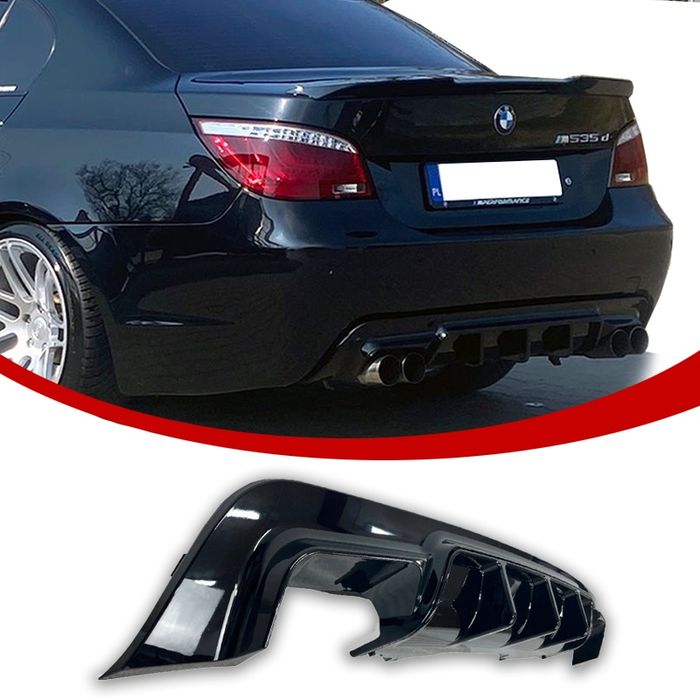 BMW E60 E61 Tylny Dyfuzor Zderzaka 4 Rury M-Pakiet Czarny Połysk