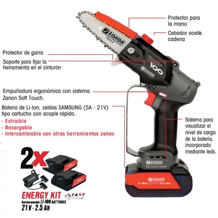 Podadora / Serra de poda Zanon ZP 100 - Bateria