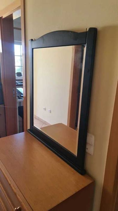 Espelho Cómoda Preto em Madeira - 82x98cm Mirror