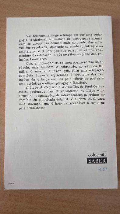 Livro "A Criança e a Família" de Paul Osterrieth