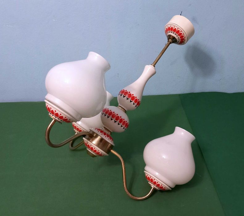 Żyrandol porcelanowy Lampa sufitowa wisząca sprawna RETRO z PRL