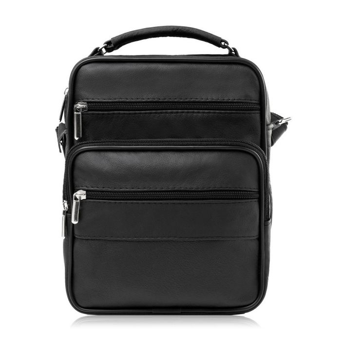 saszetka męska skórzana na ramię czarna torba męska do pracy abruzzo