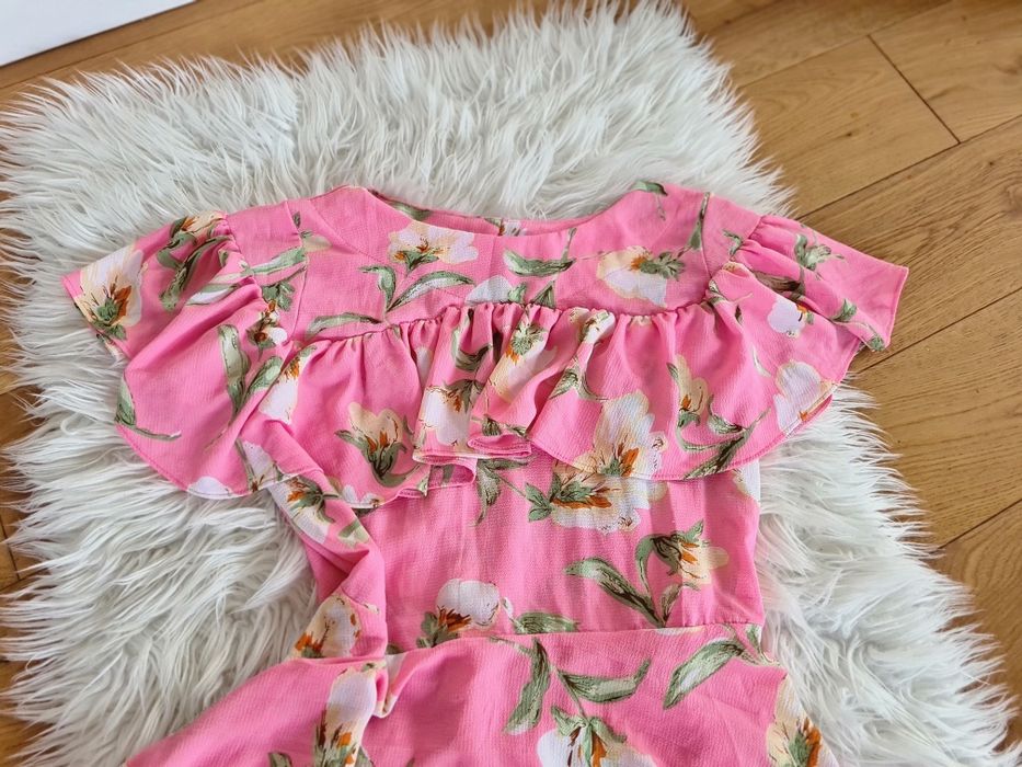 L 40 XL 42 piękna wiosenna sukienka z falbanką ślub wesele