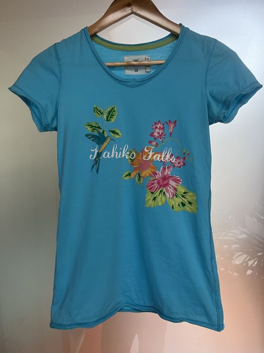 Niebieska dziewczęca koszulka z nadrukiem H&M