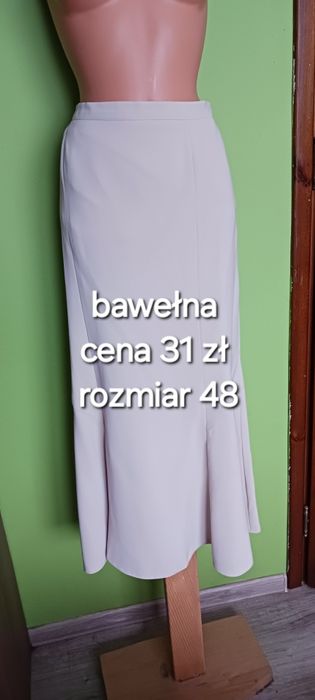 Kremowe dluga spódnica z klinami rozm.48
