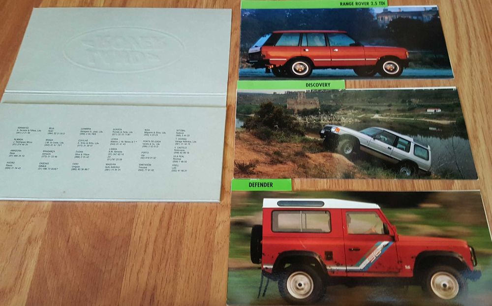 Folheto Land Rover Defender+3 Fichas técnicas Defender Discovery Range