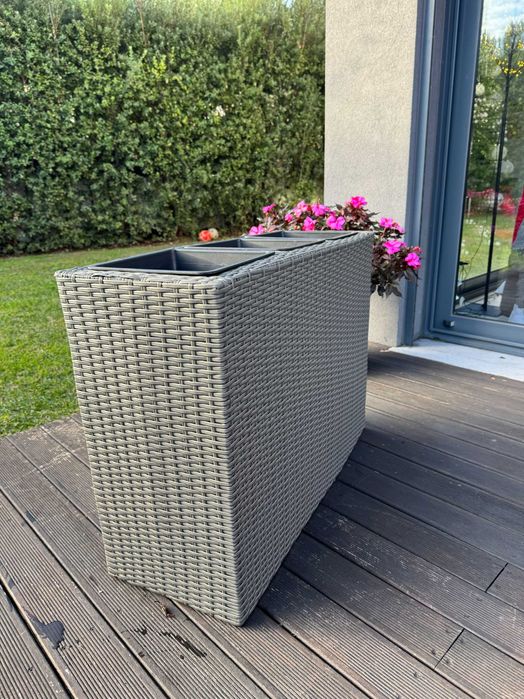 Floreira de vime sintético 3 em 1 para jardim ou varanda