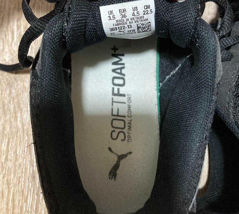 Puma кроссовки в сеточку черные, размер 36