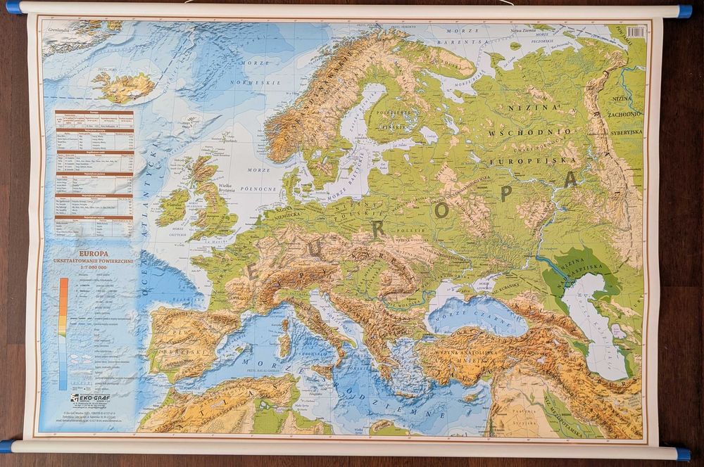 Mapa Europy ścienna 98x66 cm 1 : 7 000 000