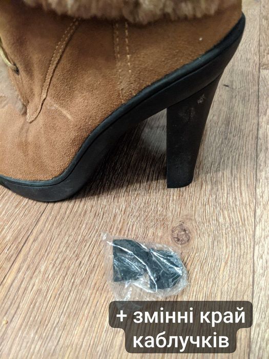 Зимові сапоги BRASKA на каблуках з натуральної шкіри