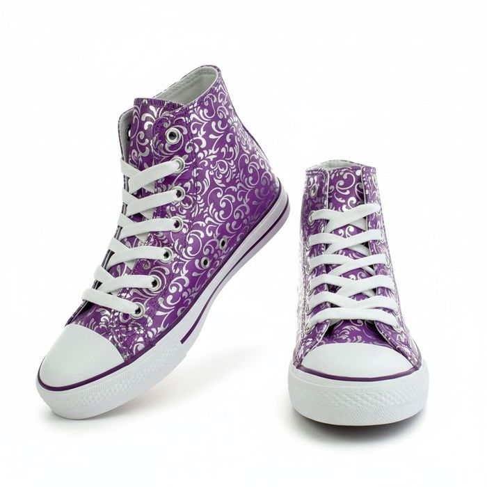 Damskie trampki wysokie fioletowe we wzory buty sportowe 6644 rozm. 37