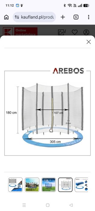 Siatka do trampoliny+ obrzeże, 305 cm