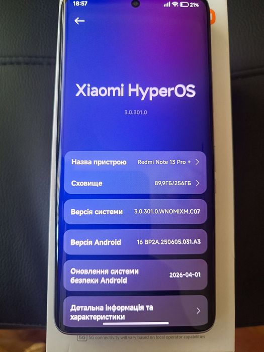 Xiaomi Redmi Note 13 Pro+ 5G 8/256GB White, гарний стан, комплект