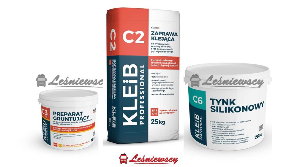 Tynk silikonowy baranek 1,5mm KLEiB 25KG docieplenia elewacje KURIER