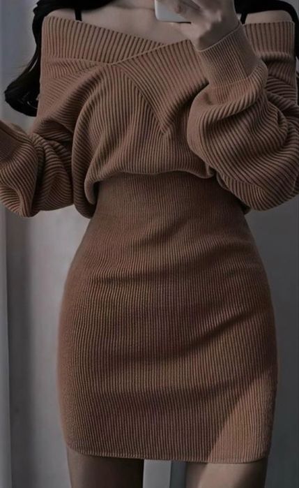 Утепленное Женское ПЛАТЬЕ. Рубчик. Размеры S , M