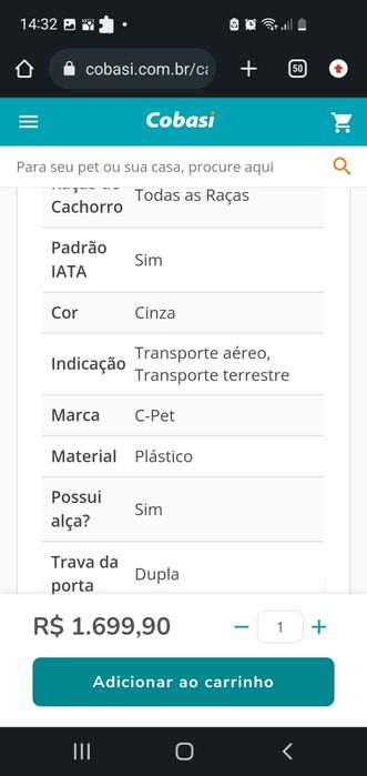 Caixa de transporte para pets Padrão IATA para viagens/passeios