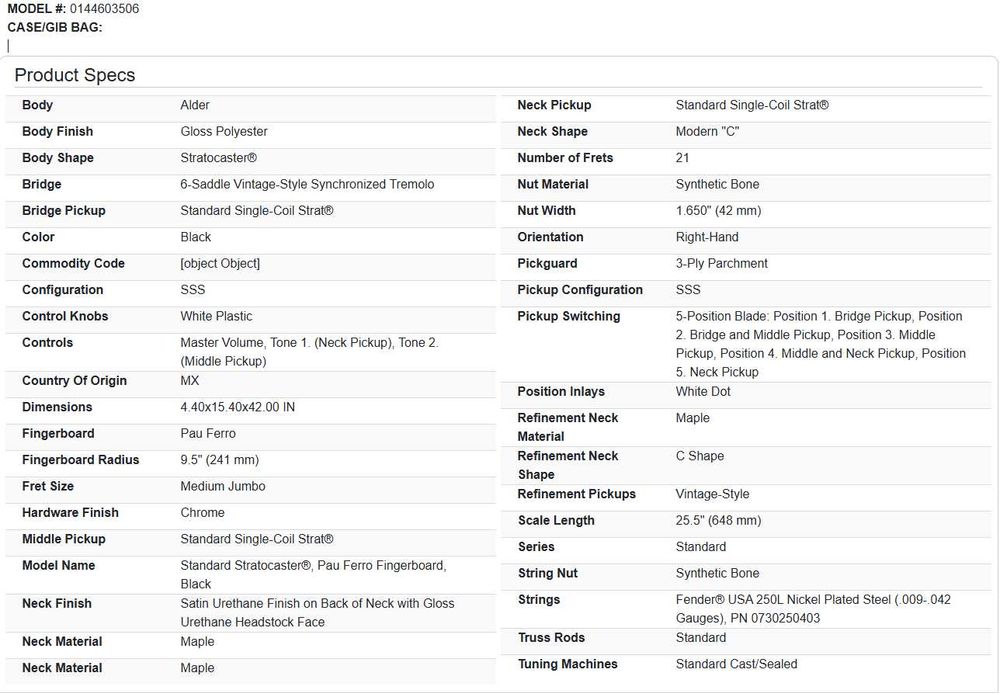 Standard Stratocaster, Pau Ferro Fingerboard, Black