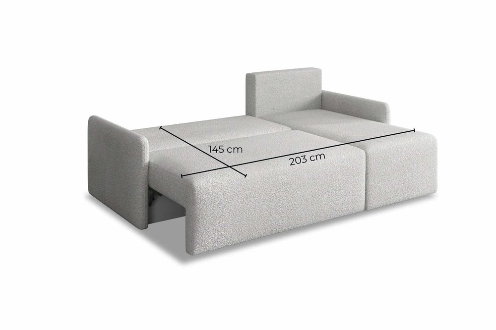 Narożnik Flavio. Rogówka. Sprężyny bonell, tkanina boucle, baranek