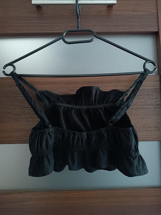 Krótki top czarny bawełniany H&M 34