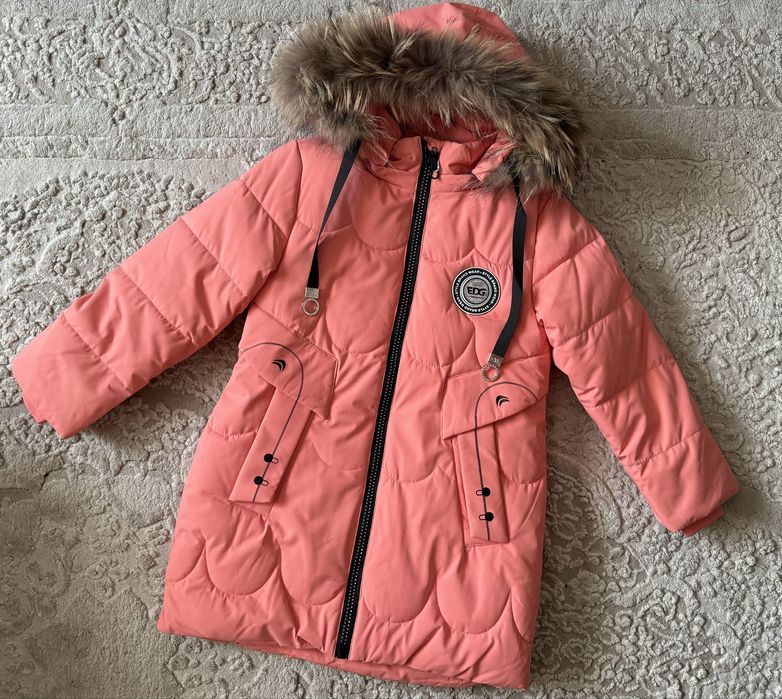 Дитяча зимова подовжена куртка пальто для дівчинки 134-146